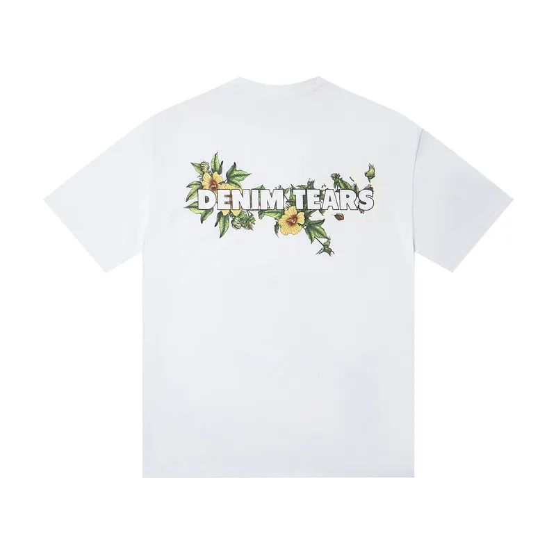 D310 #DENIM TEARS Kapok classic pure cotton loose unisex white short-sleeved T-shirt 38 p100 black, white, green, pink, blue